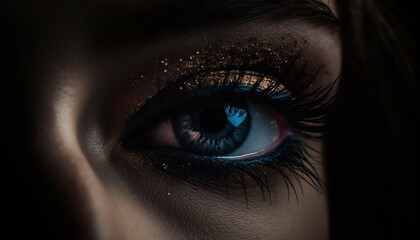 Glamorous young woman staring with beautiful brown eyes generated by AI