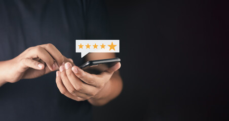 Customer or User give rating to service experiences review satisfaction feedback survey on online...