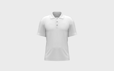 White blank polo shirt mockup with empty space for you logo or design casual fabric fashion outfit template isolated front camera view 3d rendering image