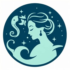 Aquarius zodiac stars sign illustration, symbol, night sky, zodiac icon, love
