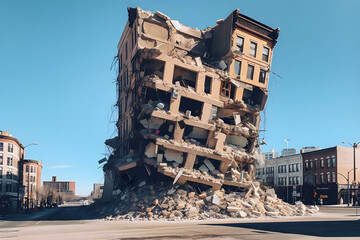 building in the city want to collapse - obrazy, fototapety, plakaty