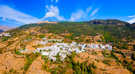 Fototapeta na wymiar Bubion village aerial panoramic view, Spain