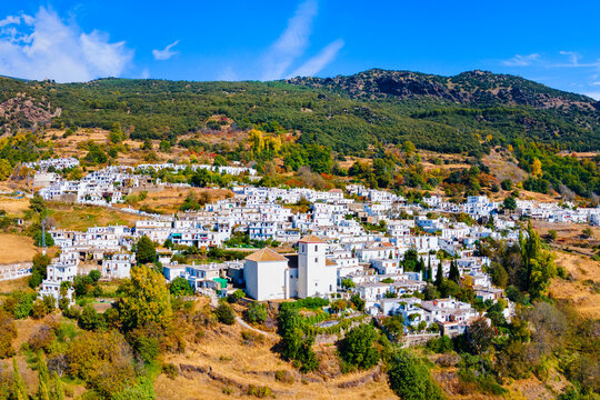 Bubion village aerial panoramic view, Spain