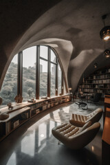 Fototapeta premium Design unique concrete style big office interior