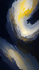 Oil painting of the universe with yellow milky way