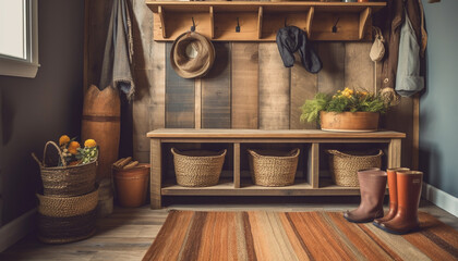 Obraz na płótnie Canvas Rustic flower pot collection decorates modern home generated by AI