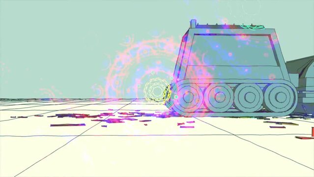 Animated roller crushing the animated models
