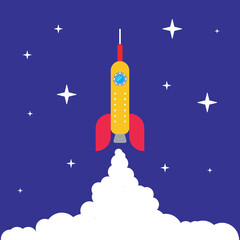 Launching space rocket illustration design