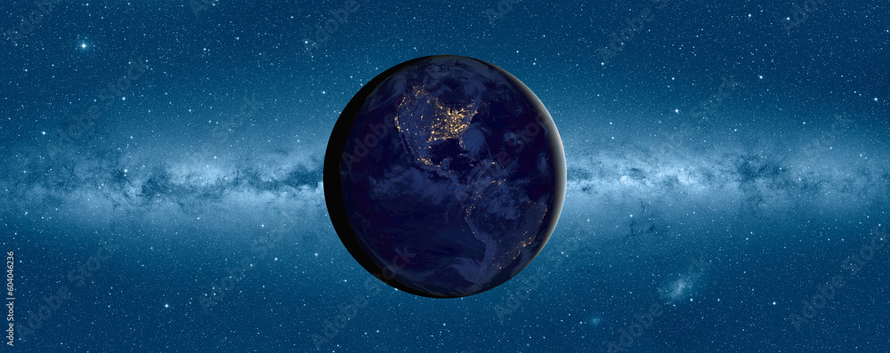 Aufkleber planet earth in front of the milky way galaxy 