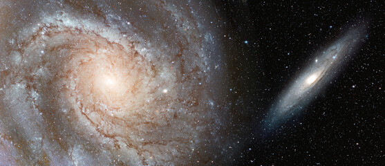 Milky Way galaxy with close neighbor Andromeda galaxy "Elements of this image furnished by NASA "