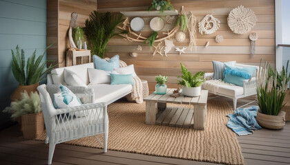 Cozy living room with modern decor and hardwood floor generated by AI