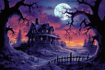Fototapeta na wymiar haunted house - Illustration created with generative ai