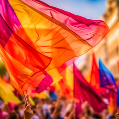 Unity in Diversity: Selective Focus on Flag Waving at Pride Parade