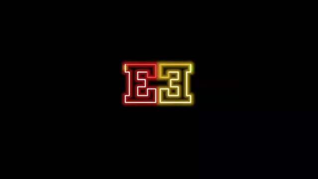 Abstract Letter E Shape Colorful Line Style Illustration in animation. Animated Alphabet E and E in colorful neon stroke animation isolated on black background.