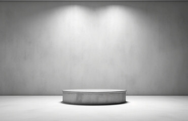 Modern podium with elegant lighting for product showcase on light gray background, generative AI