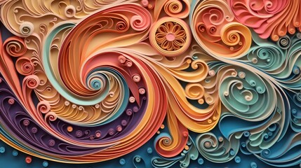 Generative AI. Colorful background in quilling style
