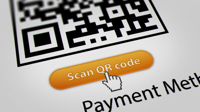 Animated Mouse Cursor Clicking "Scan QR Code" Button, Fictitious Data Created Exclusively for This Concept Footage
