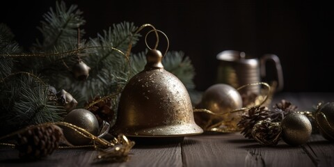 Fototapeta na wymiar Christmas Decoration with bell, generative AI