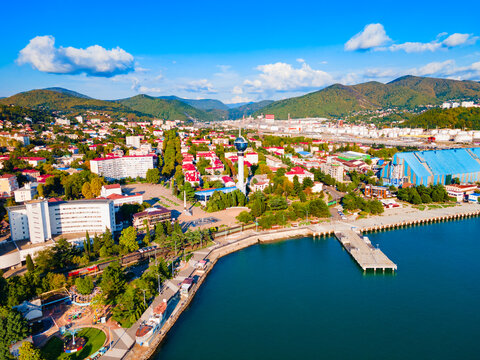 Tuapse aerial panoramic view, Russia