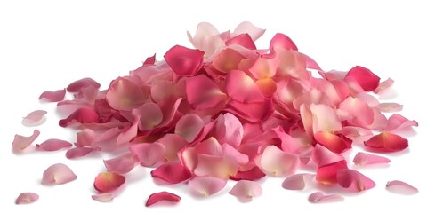 Backdrop of rose petals isolated, transparent BG, generative AI