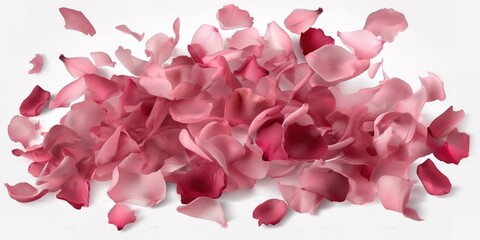 Backdrop of rose petals isolated, transparent BG, generative AI
