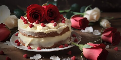 Valentines Day cake, generative Ai