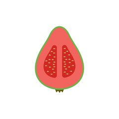 sliced guava flat design vector illustration. Vector illustration of tropical fruits in flat style.