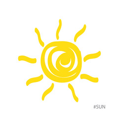 Icono de un dibujo de un sol hecho a mano. Vector