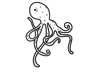 Octopus black and white illustration, ocean, sea life 