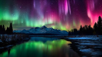 Obraz na płótnie Canvas Enchanting Symphony: Capturing the Ethereal Beauty of the Northern Lights