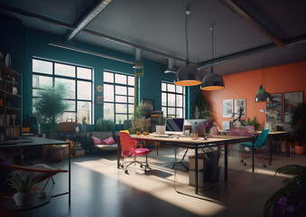 Studio interior in modern color design