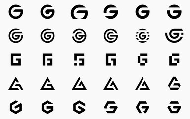 Initials Letter G logo design, Set Logo Design Icon Symbol