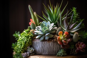 Fototapeta na wymiar Houseplant Succulents, with various colors 