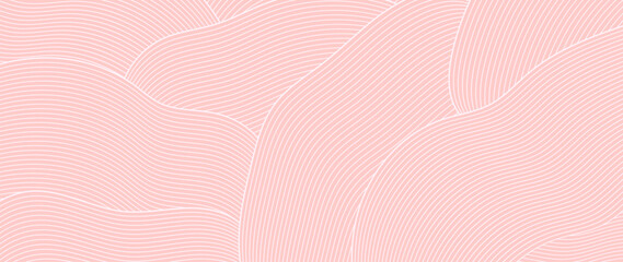 Elegant abstract pattern on a pink background. Luxurious hand drawn wavy line and abstract shapes. Simple wave design for wallpapers, banners, prints, covers, wall art, home decor.