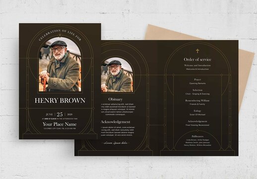 Art Deco Funeral Template in Black and Gold