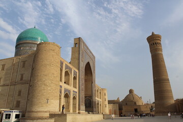 Architectural ensemble Po-i Kalyan in Bukhara, Uzbekistan. Mir-i Arab madrasah