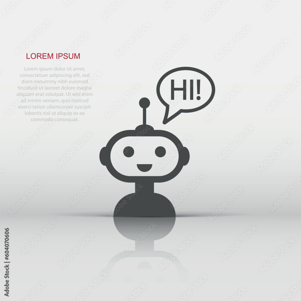 Poster cute robot chatbot icon in flat style. bot operator vector illustration on white isolated background