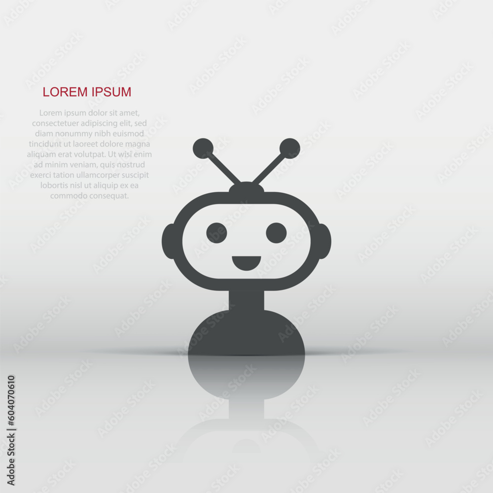 Poster cute robot chatbot icon in flat style. bot operator vector illustration on white isolated background