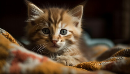 Fluffy kitten staring, playful and charmingly curious generated by AI