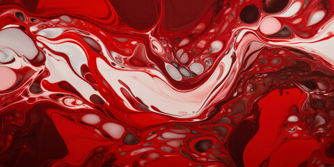 Abstract red and white alcohol ink art background. Generative AI illustration