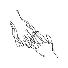 One line vector illustration. Human hands. Minimalism.