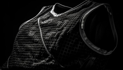 Elegant leather jacket with metal zipper and strap generated by AI