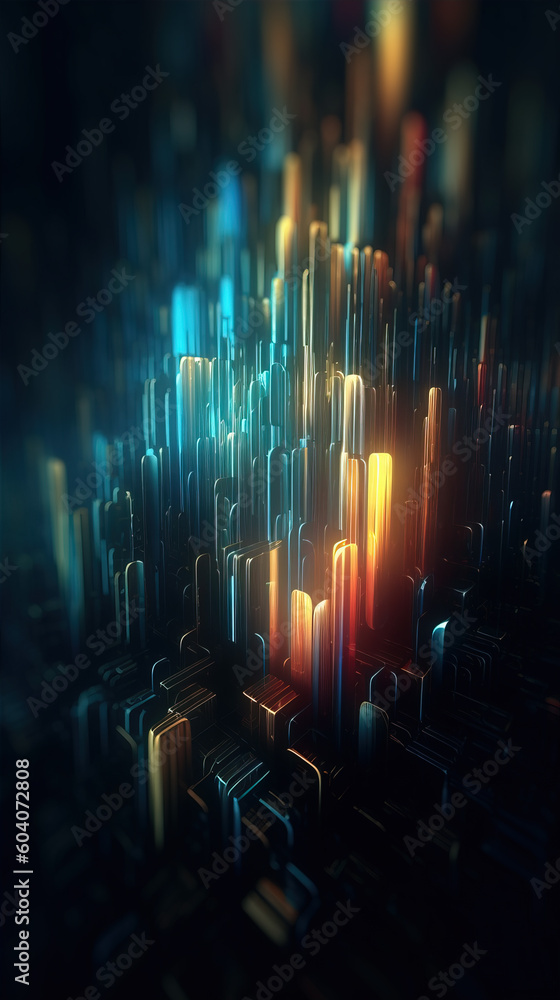 Poster blue metal rectangular array background,created with generative ai tecnology.