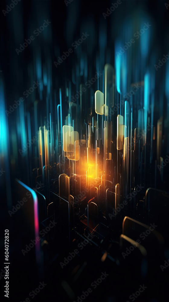 Poster blue metal rectangular array background,created with generative ai tecnology.