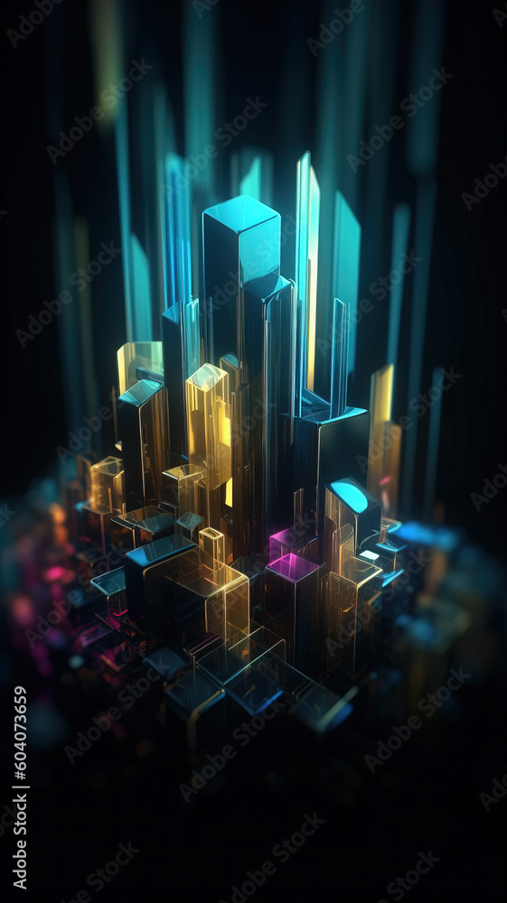 Poster blue metal rectangular array background,created with generative ai tecnology.