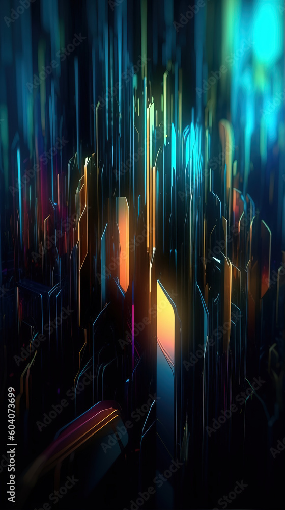 Poster blue metal rectangular array background,created with generative ai tecnology.