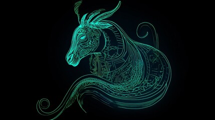 Capricorn Zodiac star sign, Goat, night stars, wallpaper illustration background , Generative AI