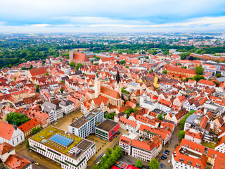 Fototapeta na wymiar Ingolstadt old town aerial panoramic view