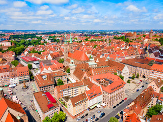 Naklejka premium Nuremberg old town aerial panoramic view