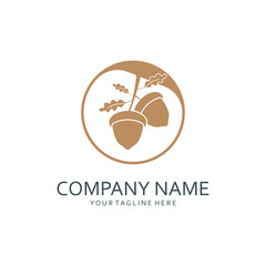 Acorn Logo Template with Leaves